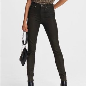 Rag and Bone High Rise Olive Coated Pants